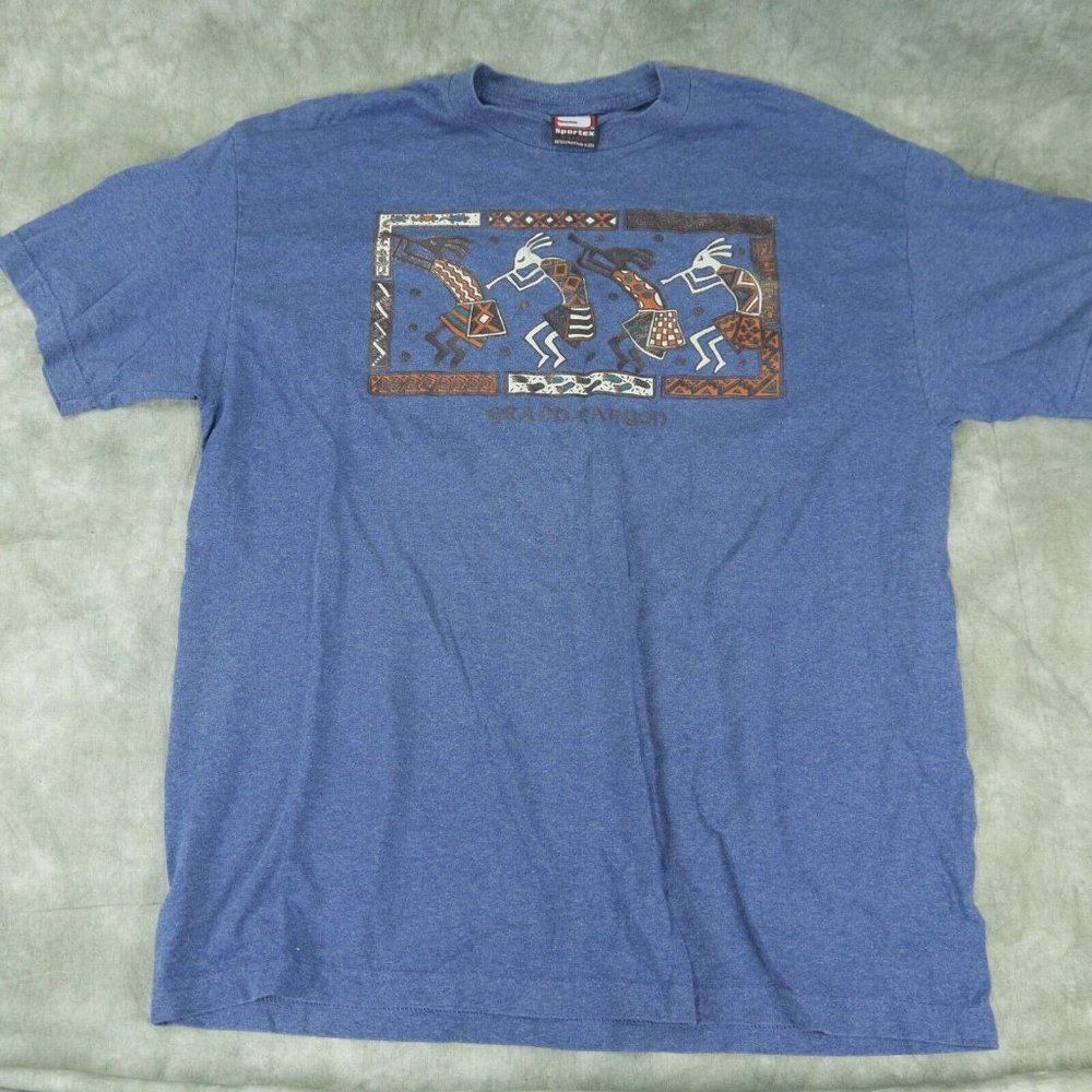 Sportex Solid Blue Graphic T-Shirt Tribal Flute Piper Men's TEE Size XL  S1-8345